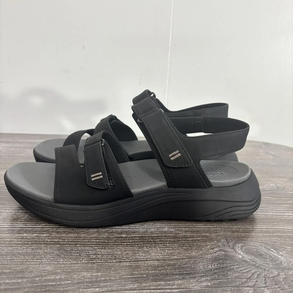 New! Baretraps Jeri Sandal Shoes Womens Size 9M Black Strappy Wedge Comfort